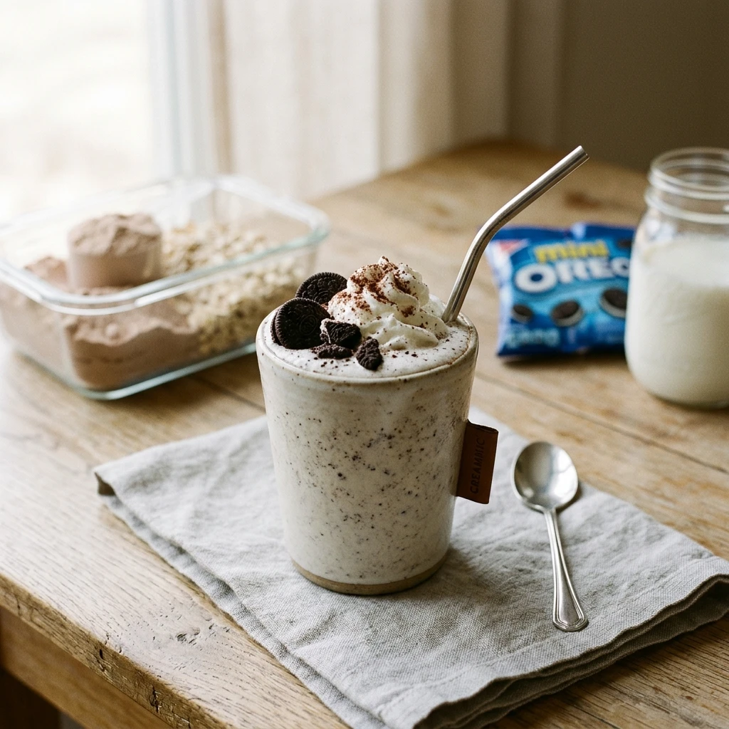 Protein Shake Meal Prep Oreo 20g+ Thick Creamy Easy Homemade