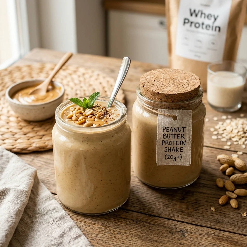 Protein Shake Meal Prep Peanut Butter 20g+ Thick Creamy Easy Homemade