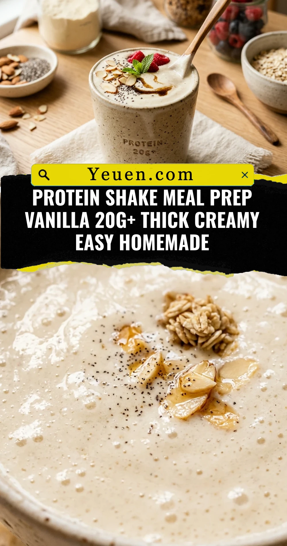 Protein Shake Meal Prep Vanilla 20g+ Thick Creamy Easy Homemade