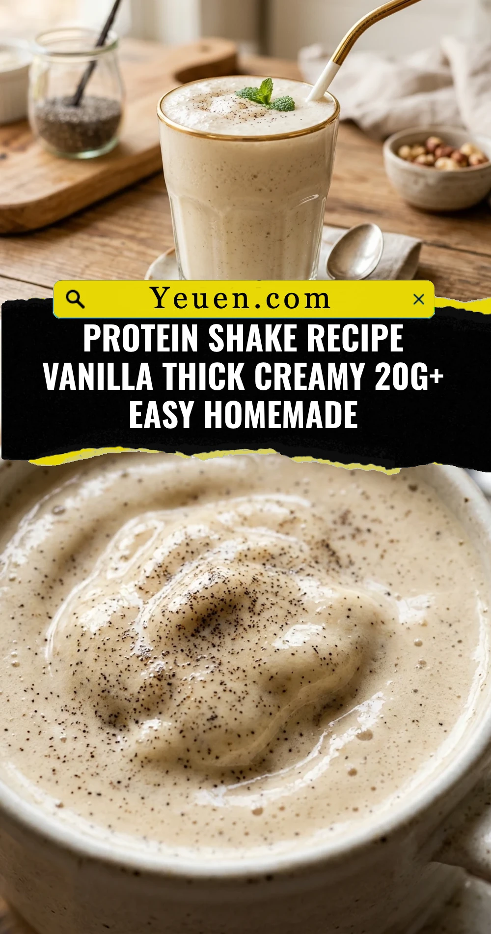 Protein Shake Recipe Vanilla Thick Creamy 20g+ Easy Homemade