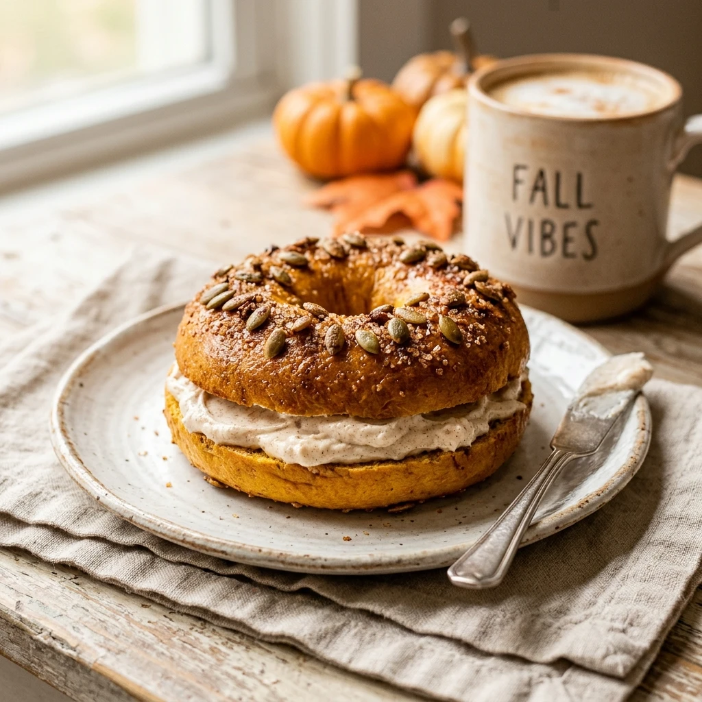 Pumpkin Bagels Starbucks Copycat Fall Baking Breakfast Easy Cozy