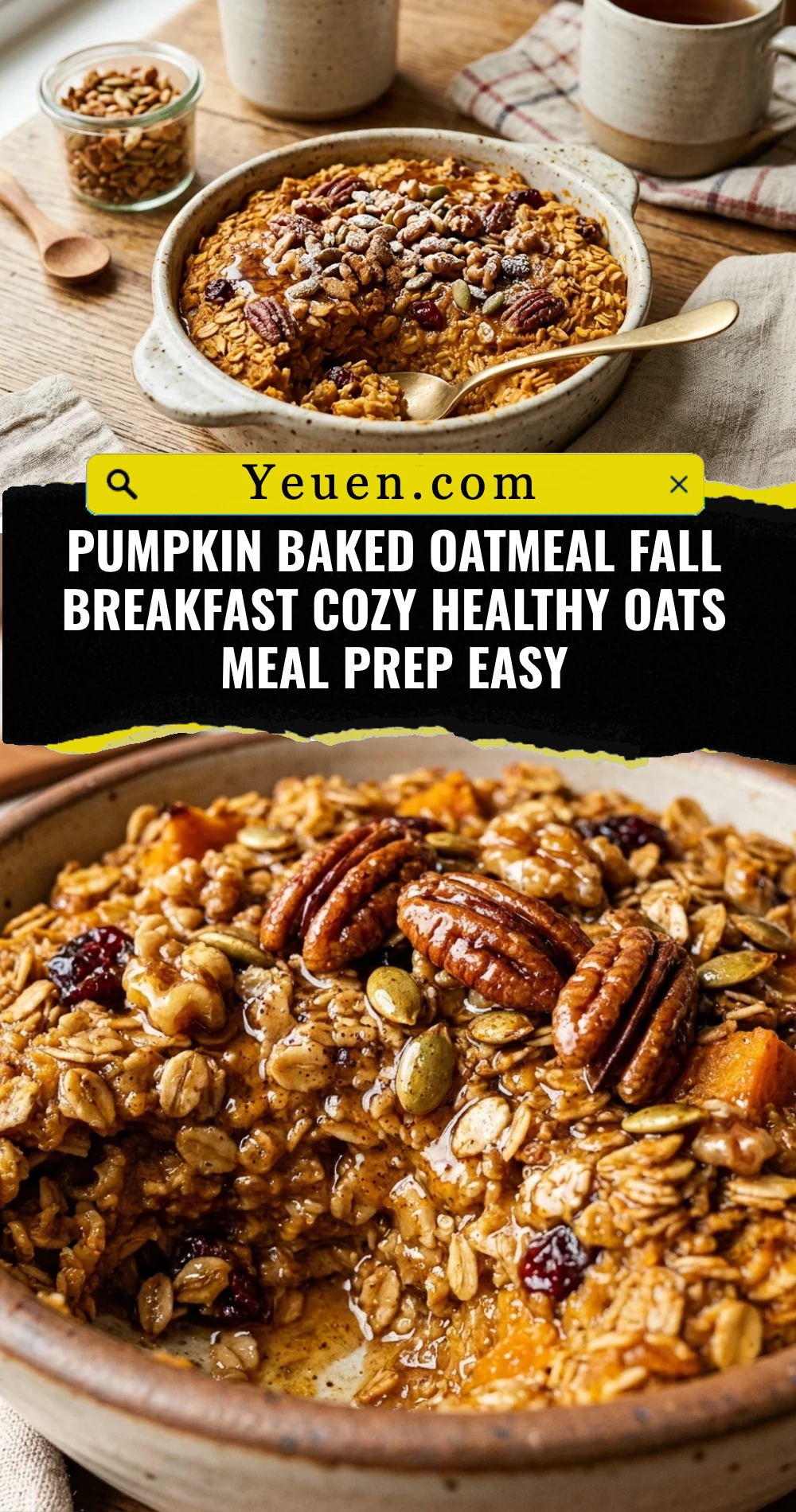 Pumpkin Baked Oatmeal Fall Breakfast Cozy Healthy Oats Meal Prep Easy