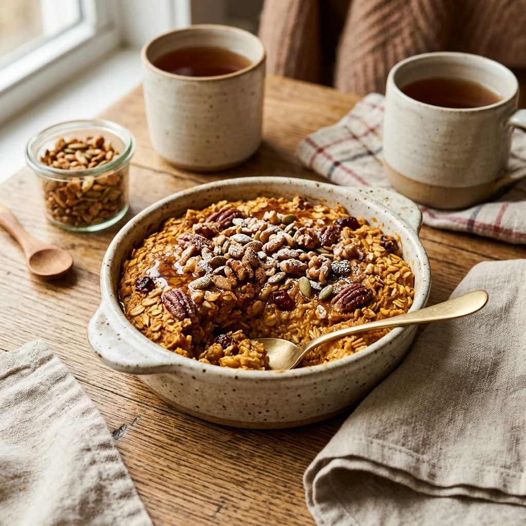 Pumpkin Baked Oatmeal Fall Breakfast Cozy Healthy Oats Meal Prep Easy