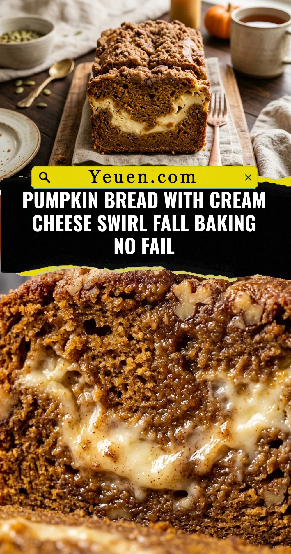 Pumpkin Bread With Cream Cheese Swirl Fall Baking No Fail