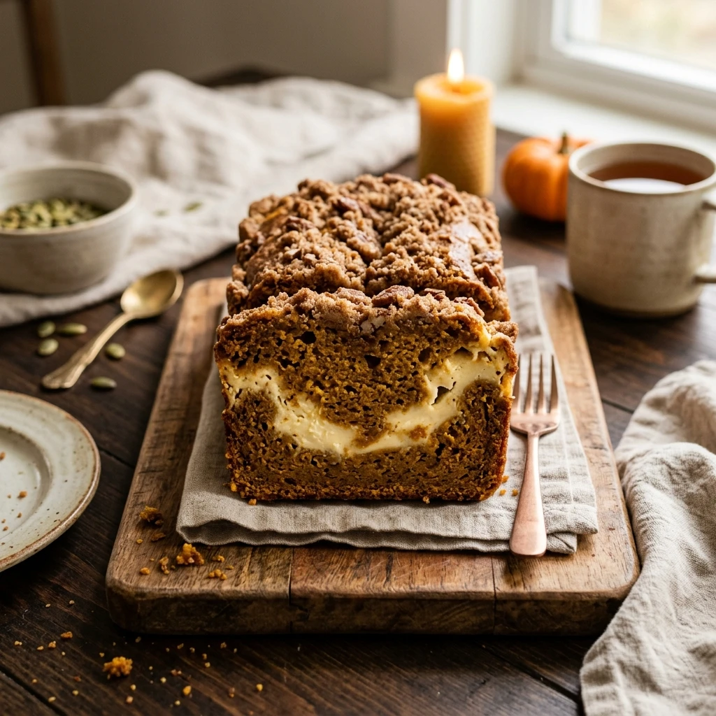 Pumpkin Bread With Cream Cheese Swirl Fall Baking No Fail