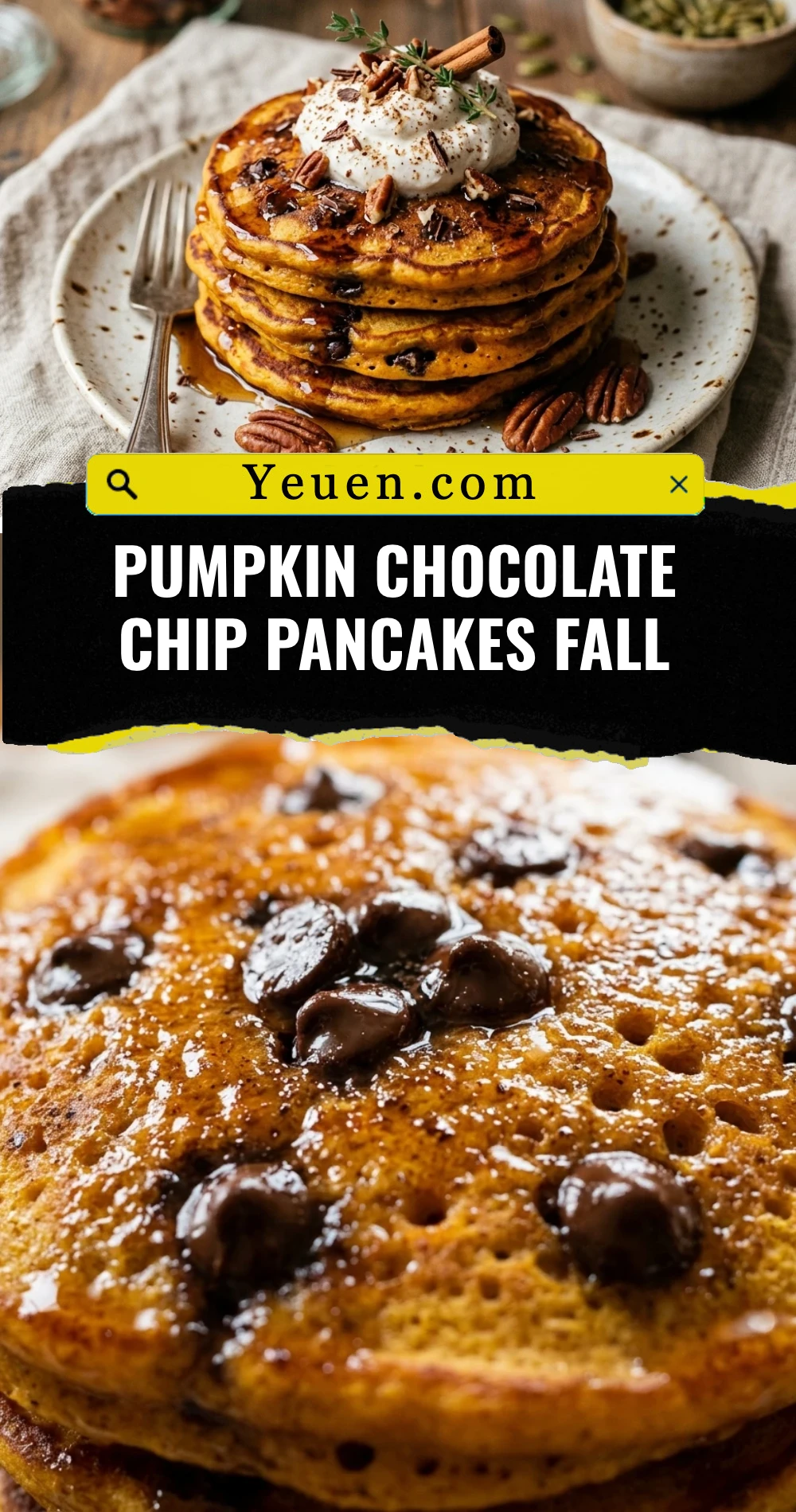 Pumpkin Chocolate Chip Pancakes Fall