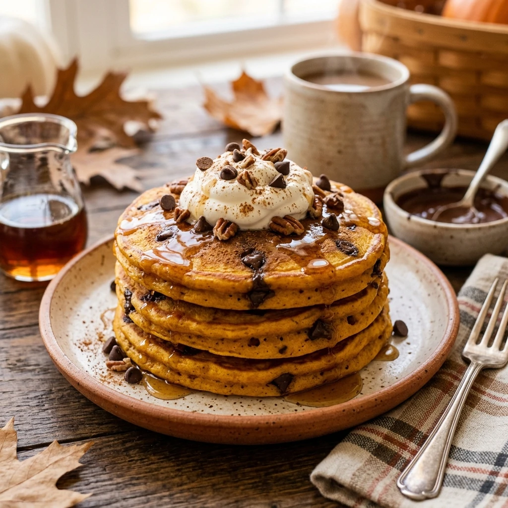 Pumpkin Chocolate Chip Pancakes Fluffy Fall