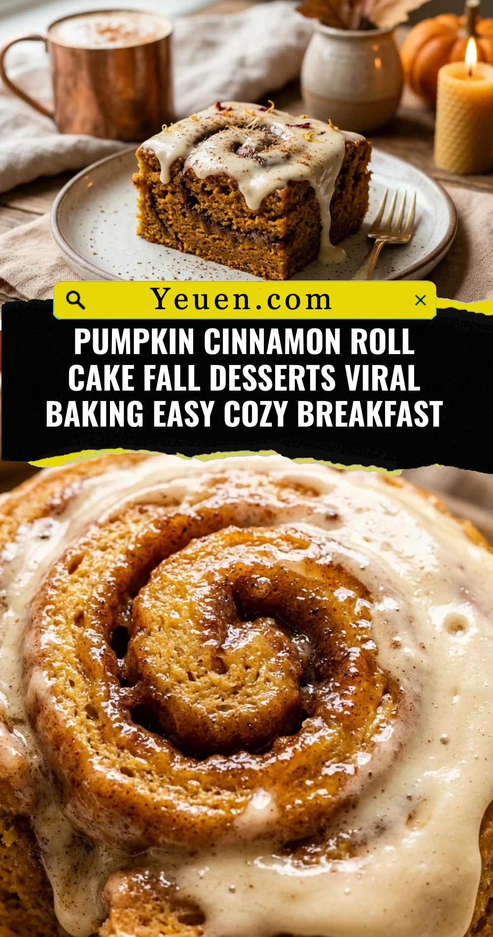 Pumpkin Cinnamon Roll Cake Fall Desserts Viral Baking Easy Cozy Breakfast