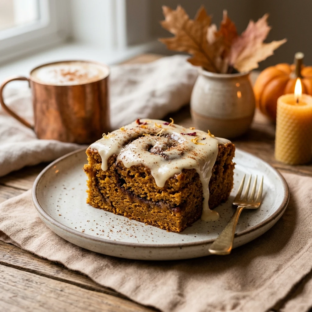 Pumpkin Cinnamon Roll Cake Fall Desserts Viral Baking Easy Cozy Breakfast