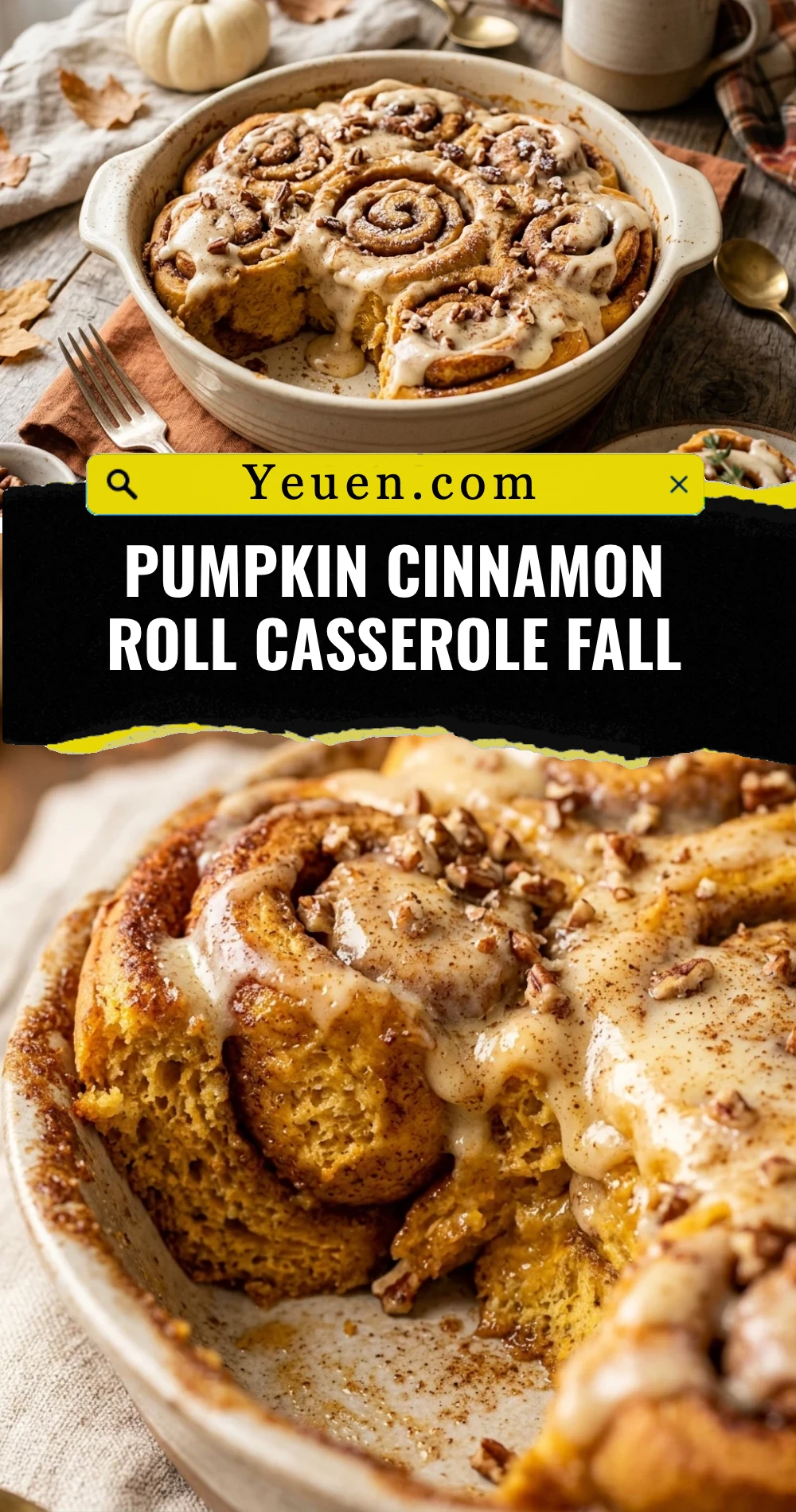 Pumpkin Cinnamon Roll Casserole Fall