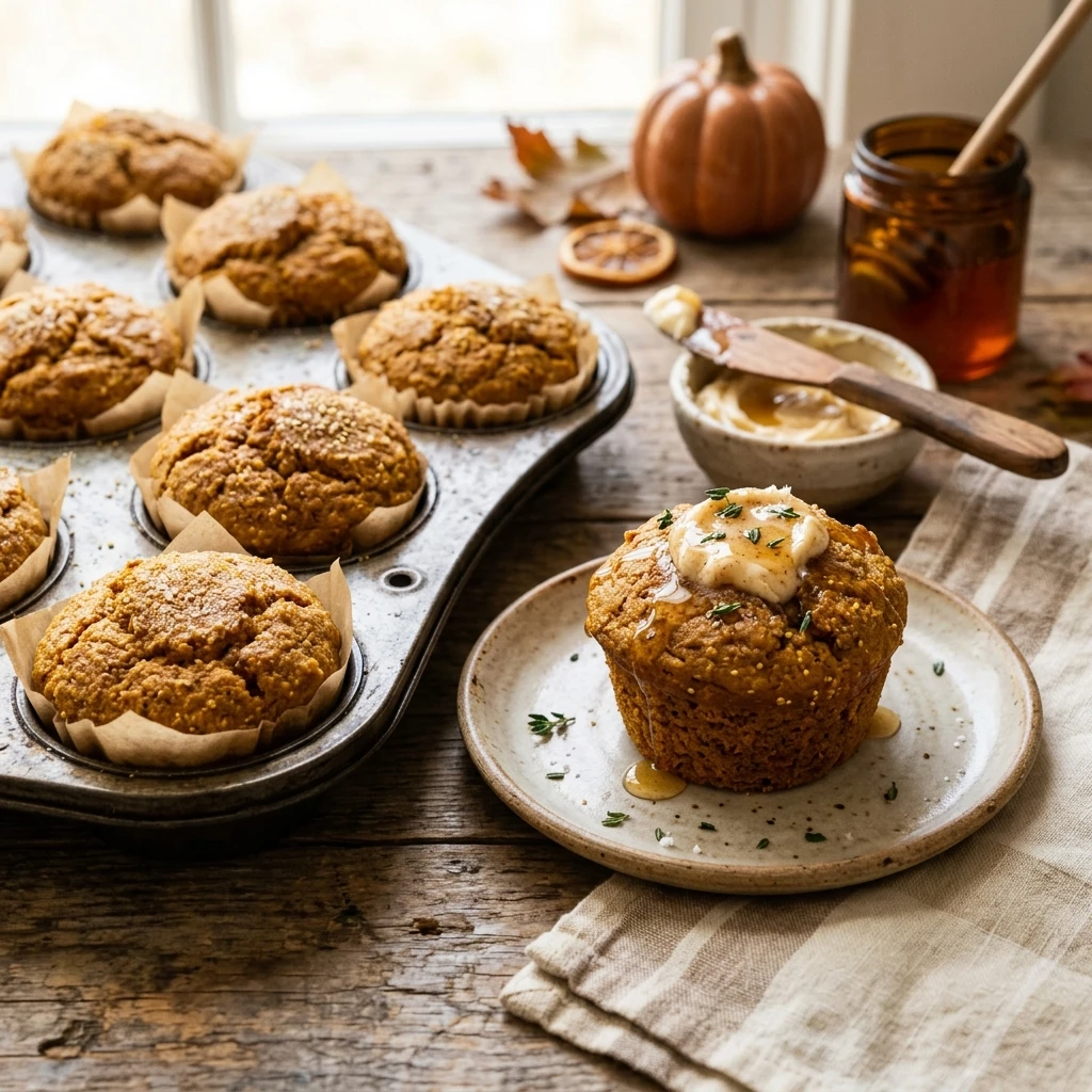 Pumpkin Cornbread Muffins With Honey Butter Fall Easy