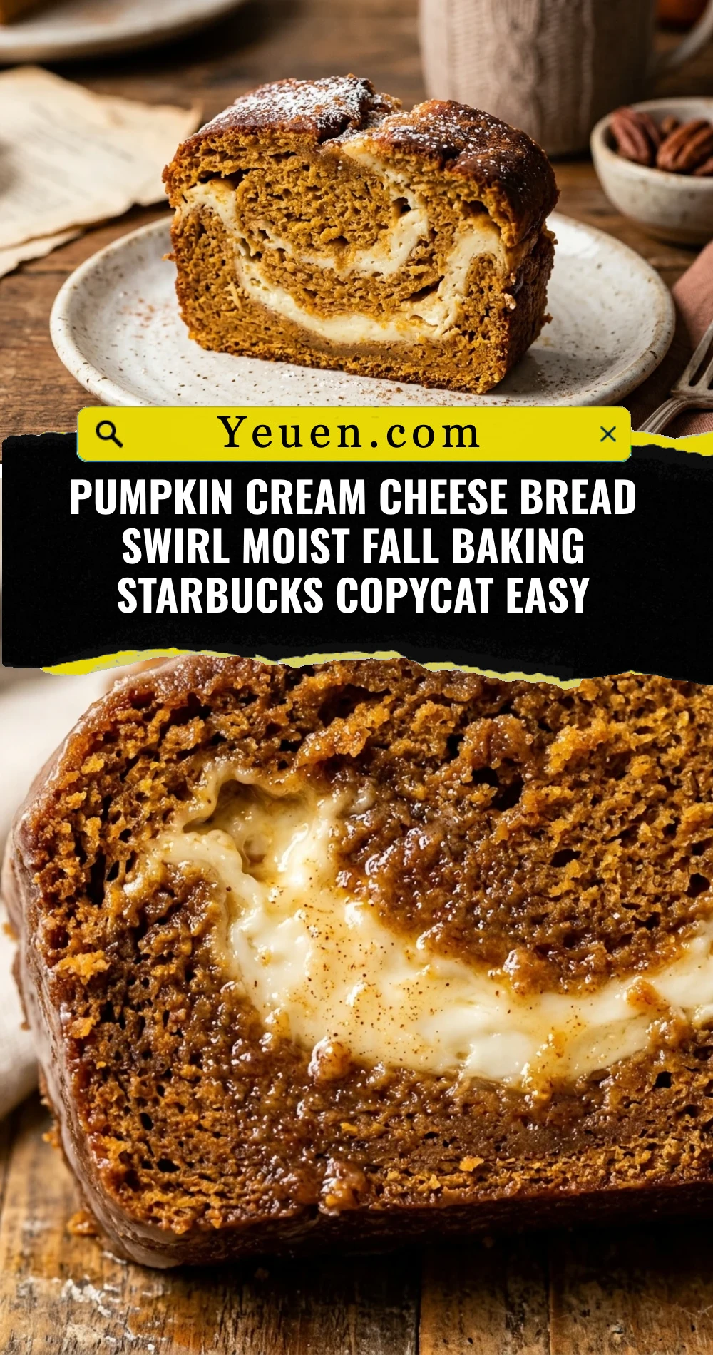 Pumpkin Cream Cheese Bread Swirl Moist Fall Baking Starbucks Copycat Easy