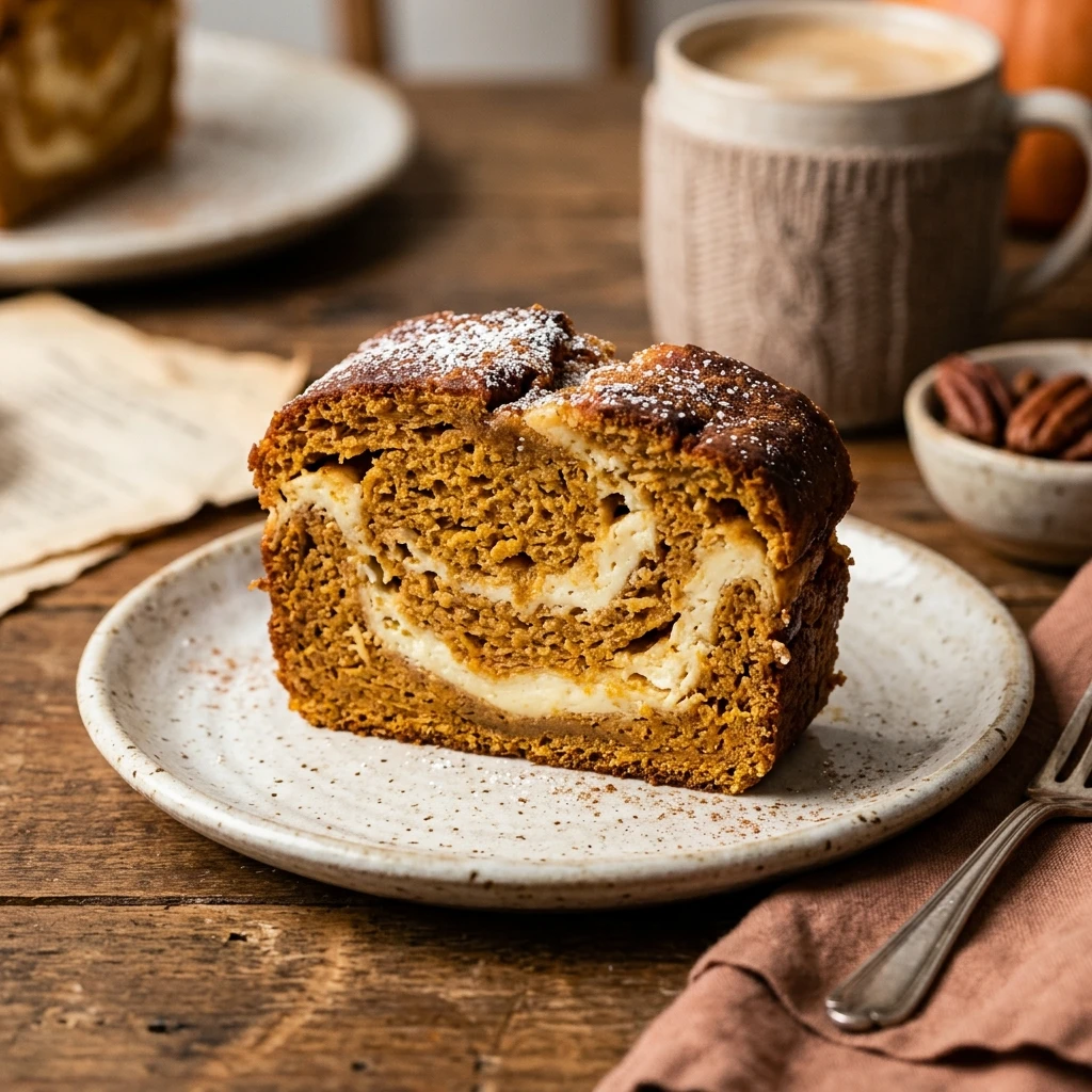 Pumpkin Cream Cheese Bread Swirl Moist Fall Baking Starbucks Copycat Easy