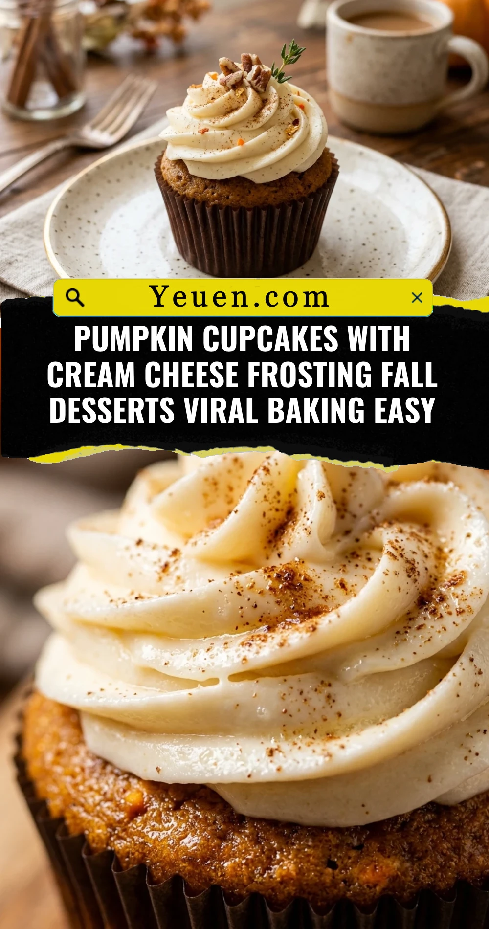 Pumpkin Cupcakes With Cream Cheese Frosting Fall Desserts Viral Baking Easy