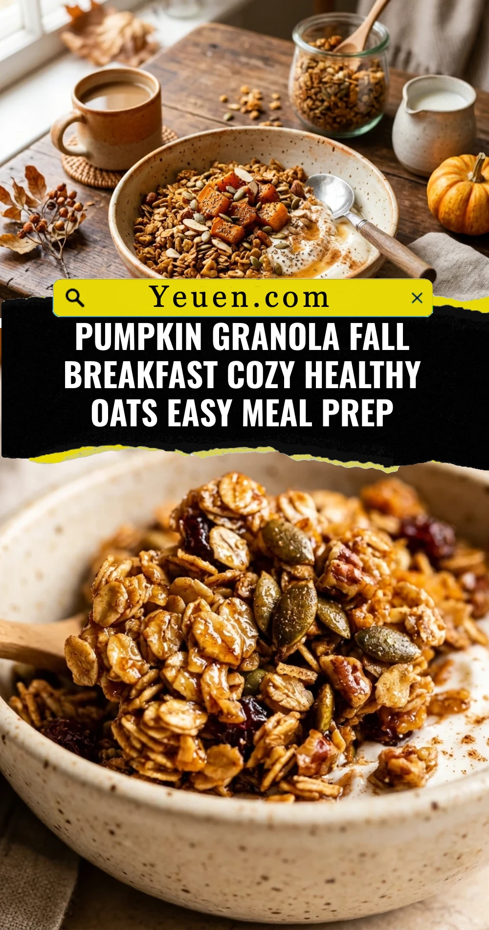 Pumpkin Granola Fall Breakfast Cozy Healthy Oats Easy Meal Prep