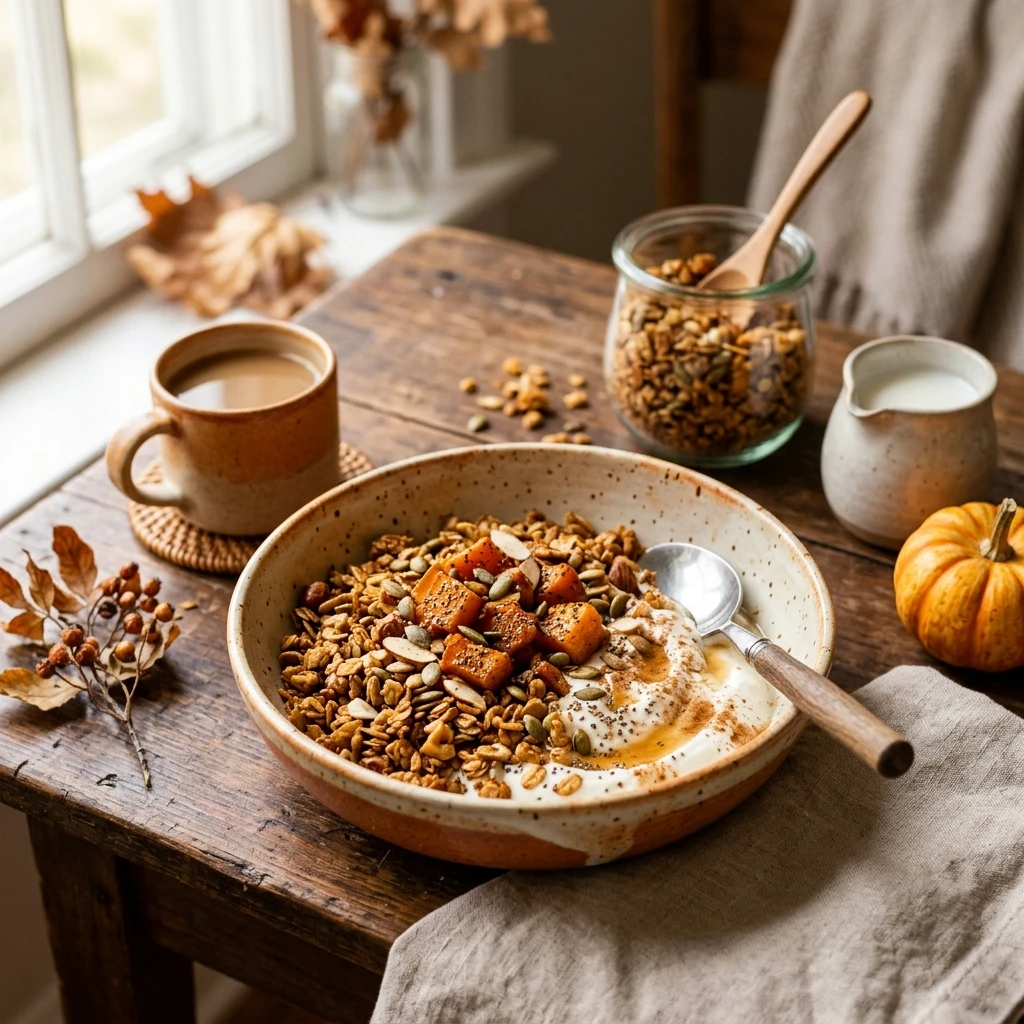 Pumpkin Granola Fall Breakfast Cozy Healthy Oats Easy Meal Prep