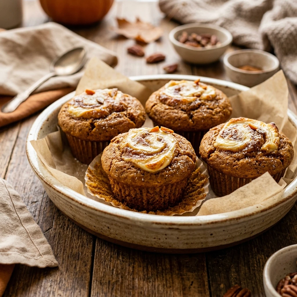 Pumpkin Muffins With Cream Cheese Swirl Fall Favorite