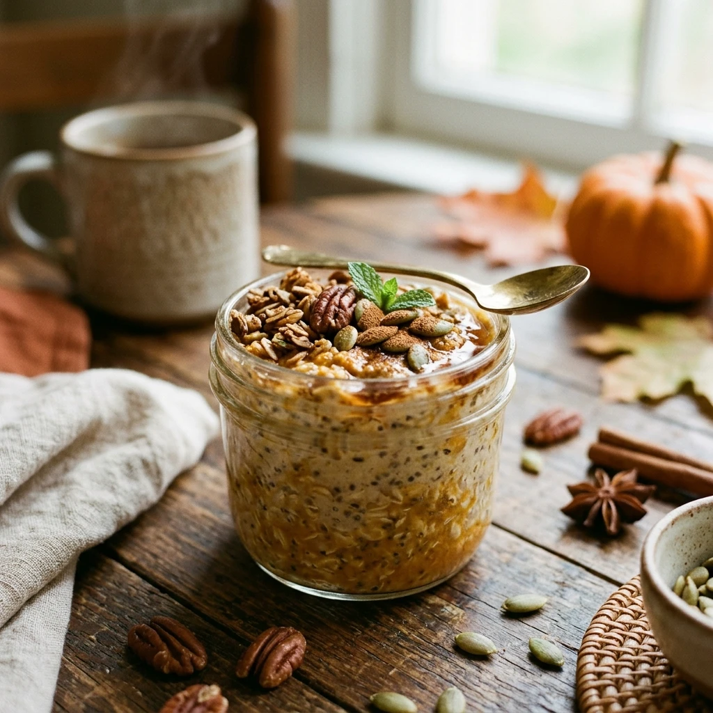 Pumpkin Overnight Oats Fall Breakfast Cozy Healthy Meal Prep Easy