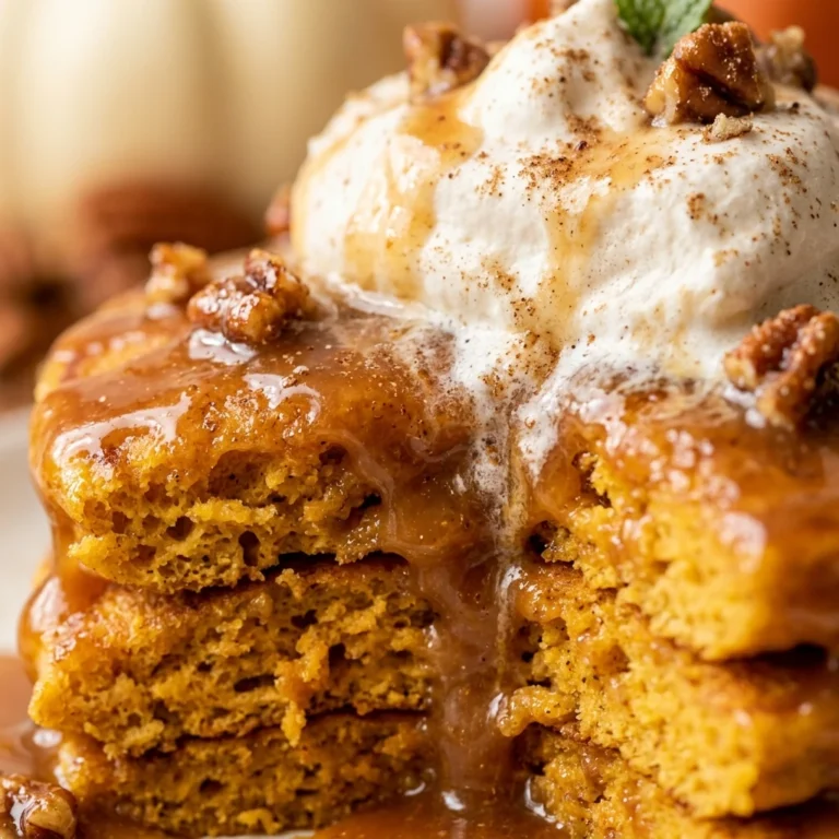 Pumpkin Pancakes With Caramel Sauce And Whipped Cream Fall