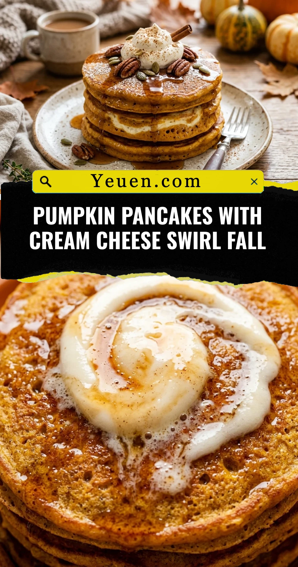 Pumpkin Pancakes With Cream Cheese Swirl Fall