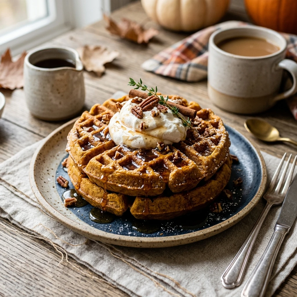 Pumpkin Pecan Waffles Fall Brunch