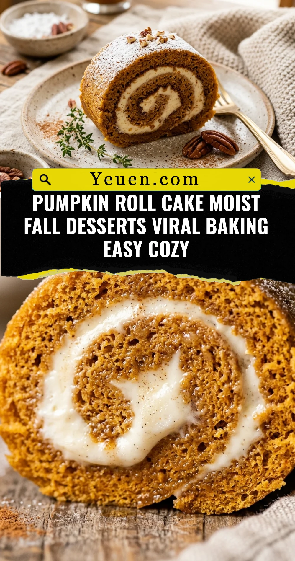 Pumpkin Roll Cake Moist Fall Desserts Viral Baking Easy Cozy