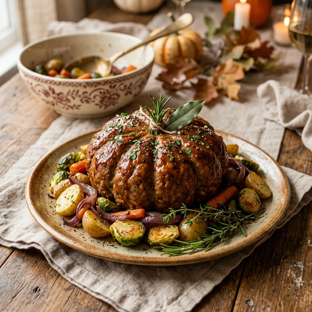 Pumpkin Shaped Meatloaf - Potluck Showstopper