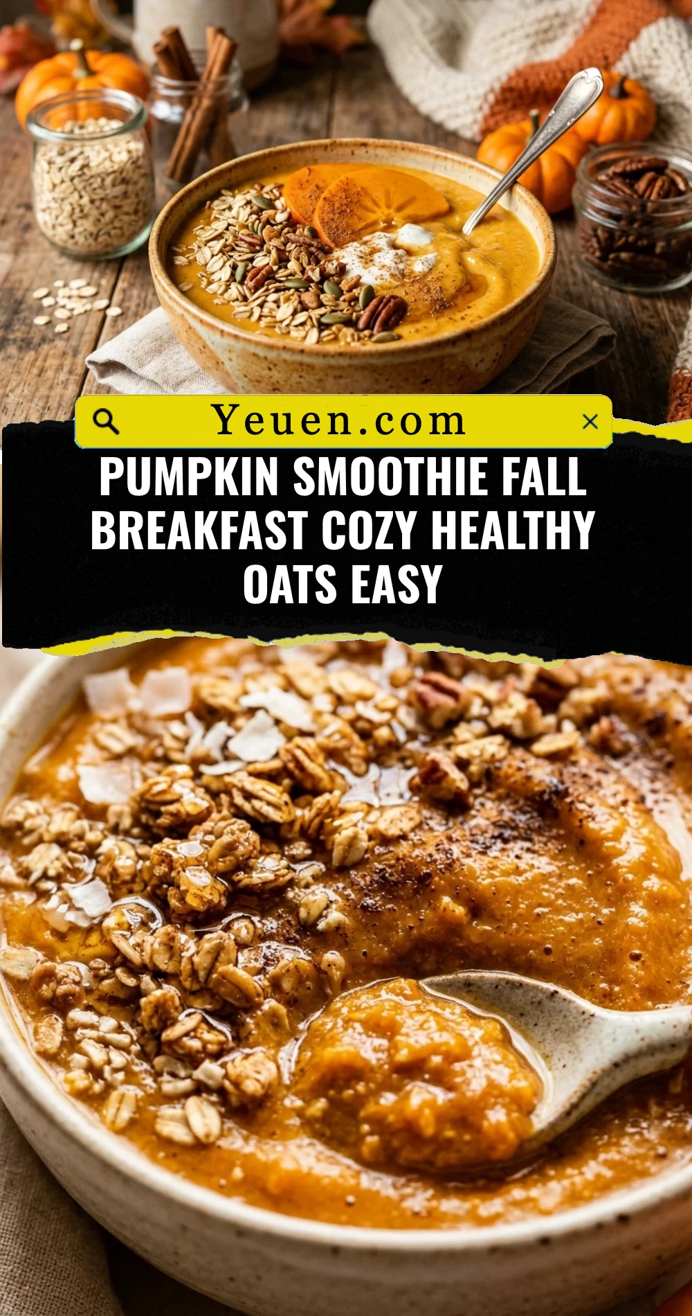 Pumpkin Smoothie Fall Breakfast Cozy Healthy Oats Easy