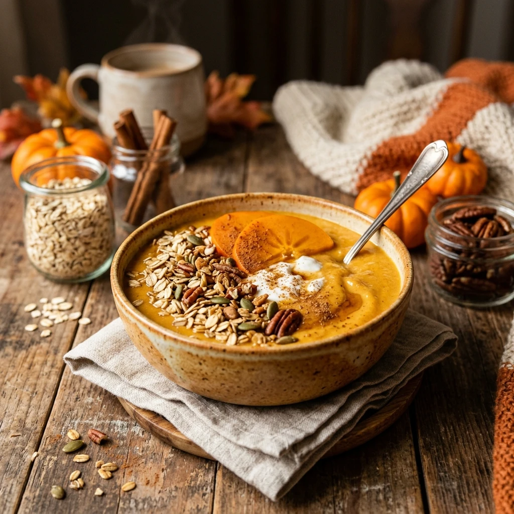 Pumpkin Smoothie Fall Breakfast Cozy Healthy Oats Easy