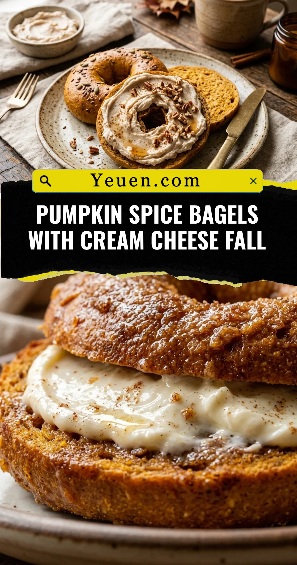 Pumpkin Spice Bagels With Cream Cheese Fall