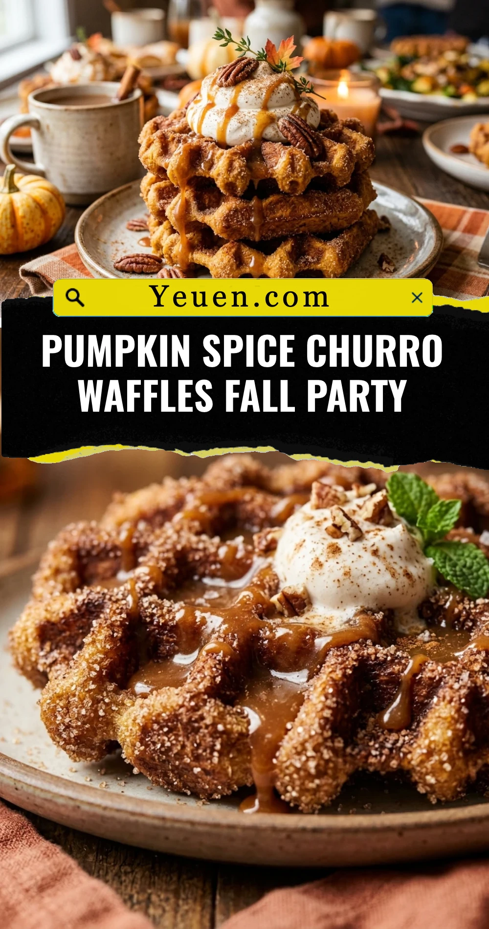 Pumpkin Spice Churro Waffles Fall Party