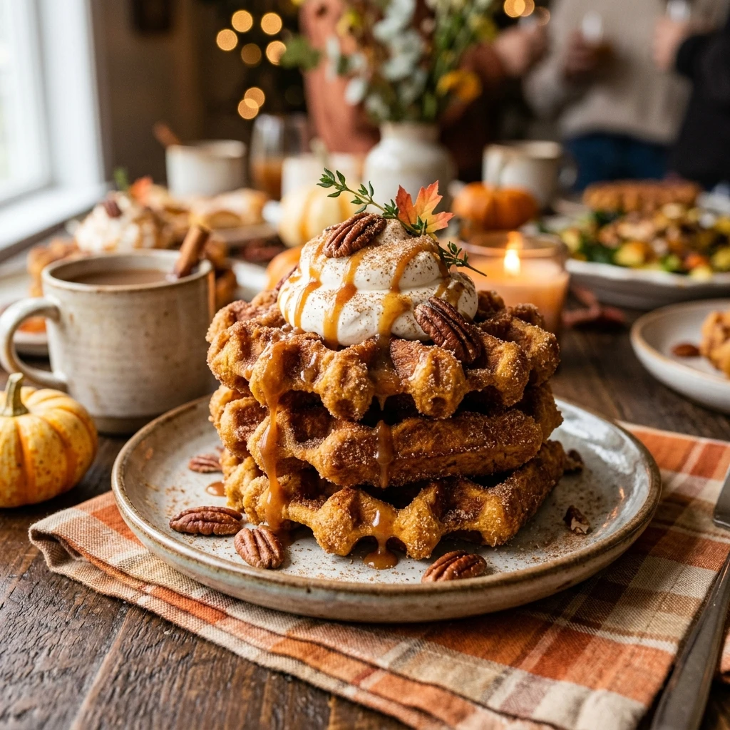 Pumpkin Spice Churro Waffles Fall Party