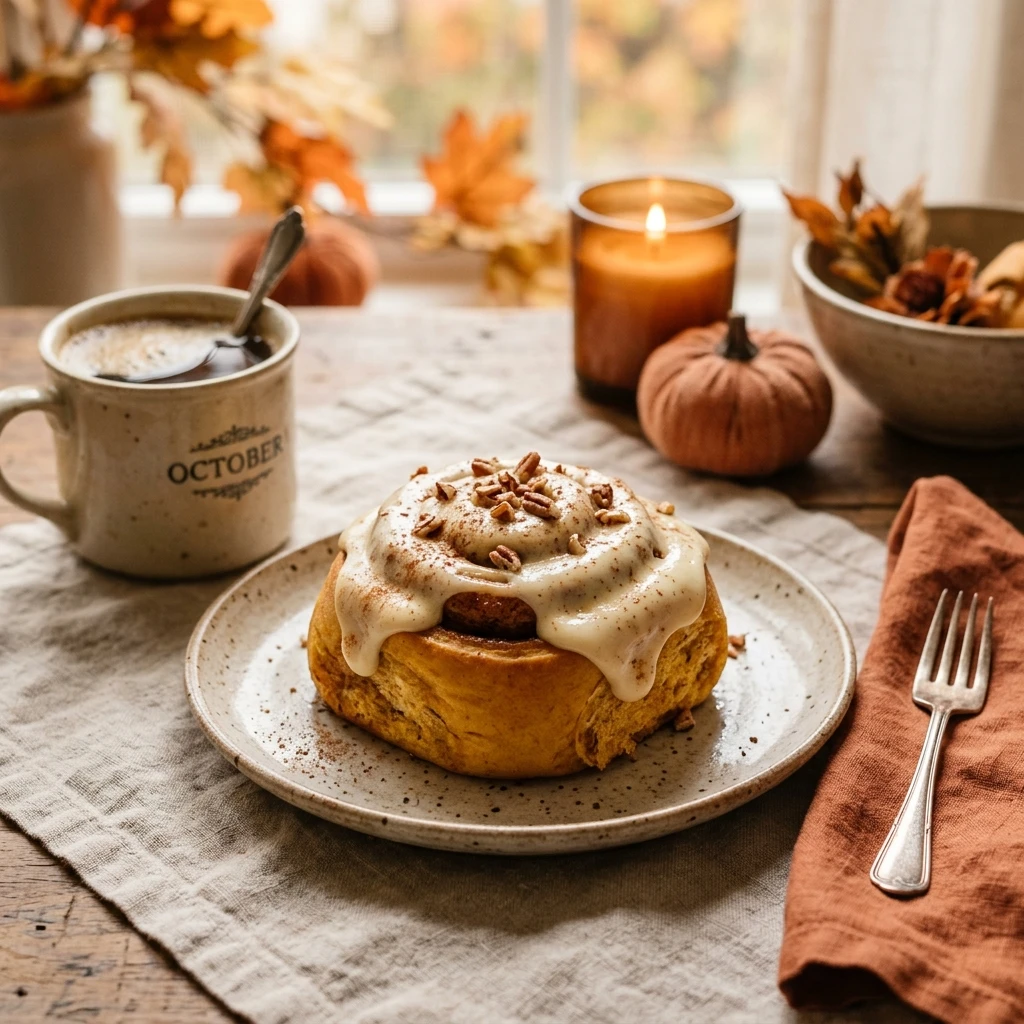 Pumpkin Spice Cinnamon Rolls Fall Morning