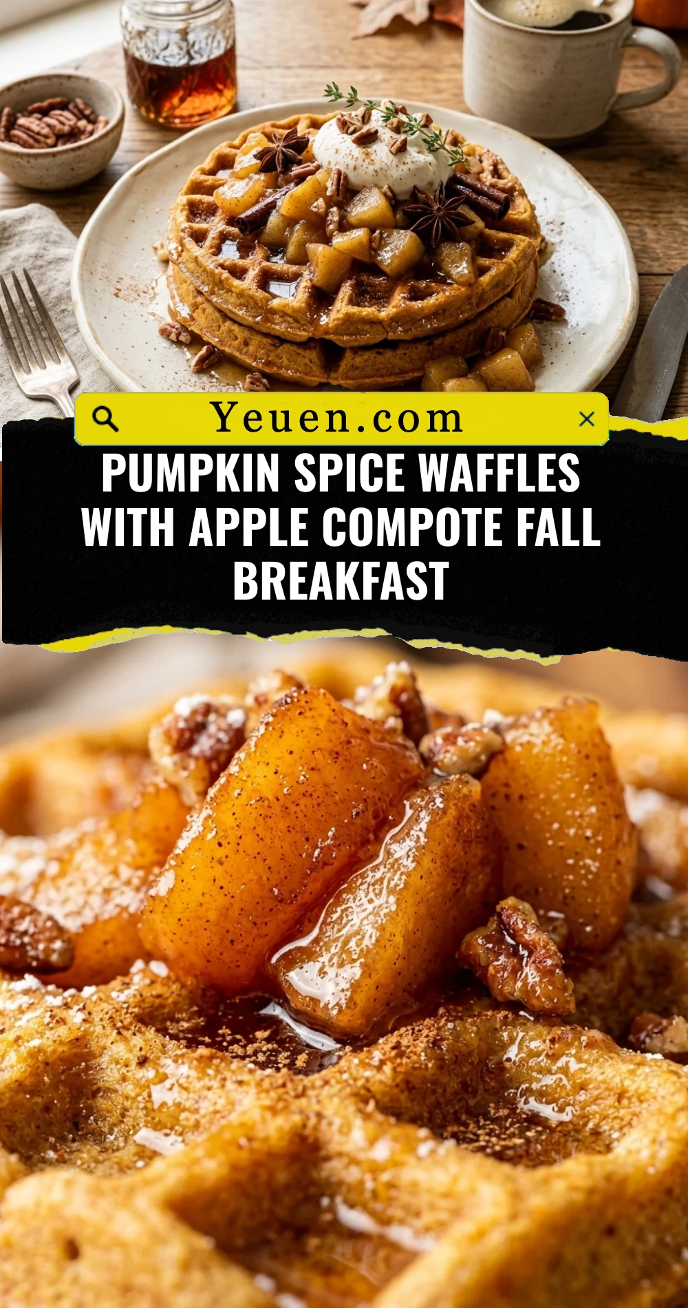 Pumpkin Spice Waffles With Apple Compote Fall Breakfast