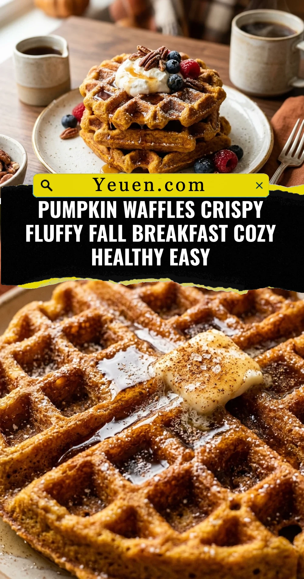 Pumpkin Waffles Crispy Fluffy Fall Breakfast Cozy Healthy Easy