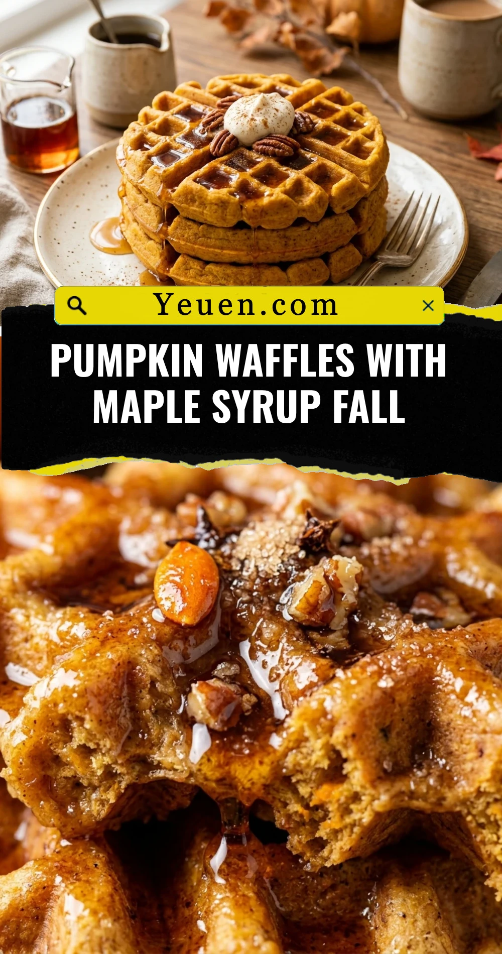 Pumpkin Waffles With Maple Syrup Fall