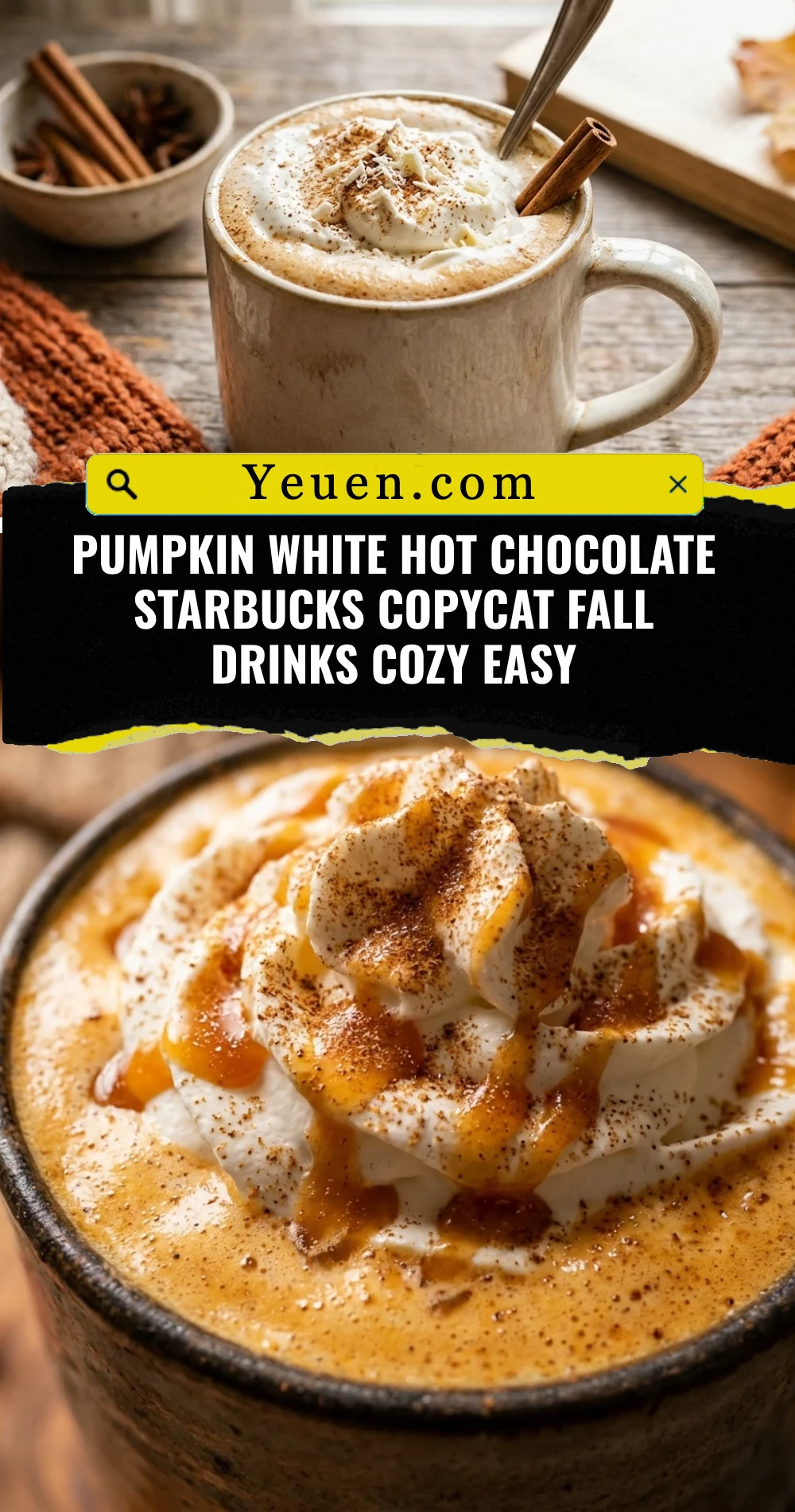 Pumpkin White Hot Chocolate Starbucks Copycat Fall Drinks Cozy Easy