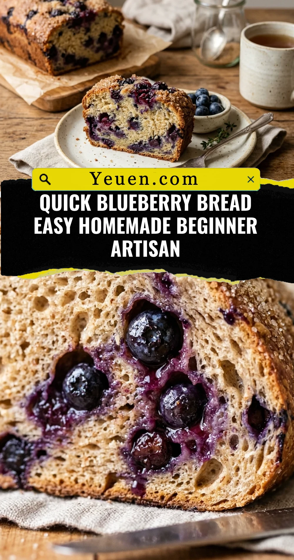 Quick Blueberry Bread Easy Homemade Beginner Artisan
