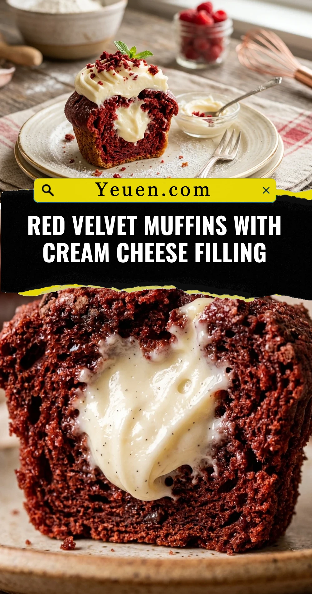 Red Velvet Muffins With Cream Cheese Filling