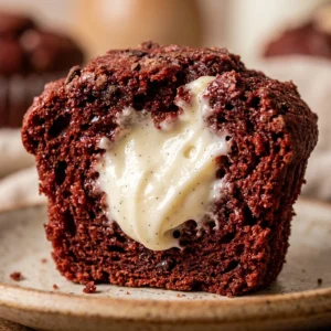 Red Velvet Muffins With Cream Cheese Filling