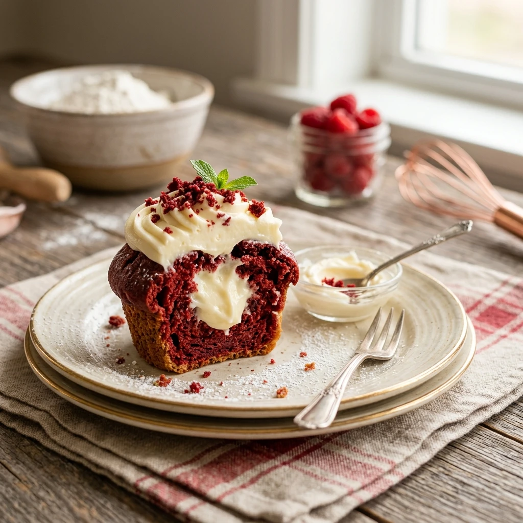 Red Velvet Muffins With Cream Cheese Filling