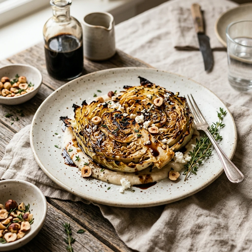 Roasted Cabbage Steaks With Balsamic