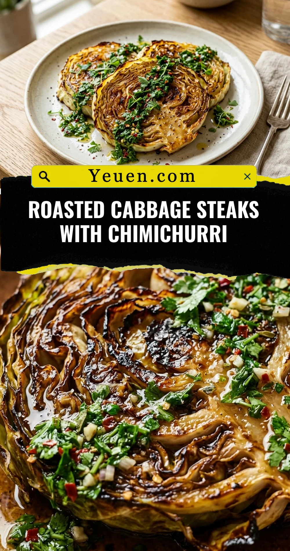 Roasted Cabbage Steaks With Chimichurri