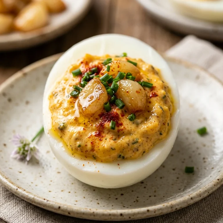 Roasted Garlic Deviled Eggs Make Ahead