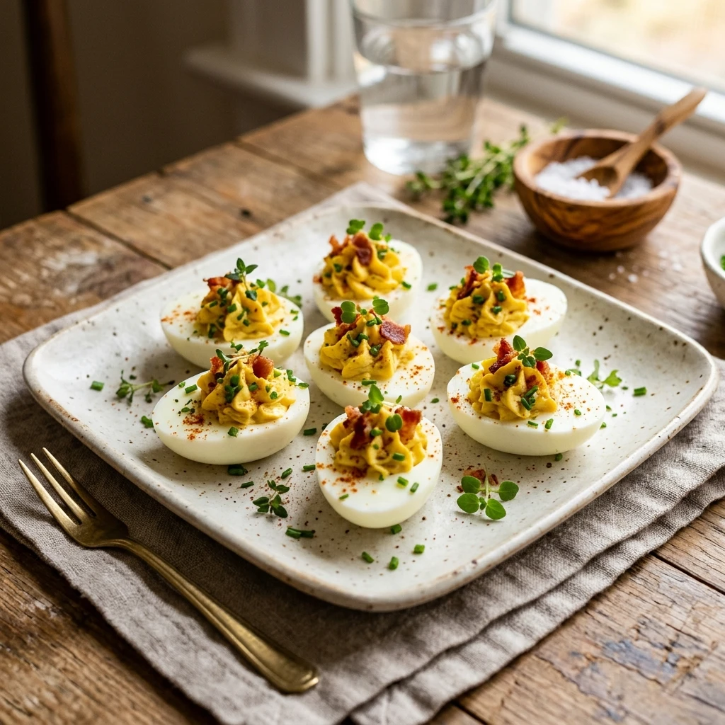 Roasted Garlic Deviled Eggs Make Ahead