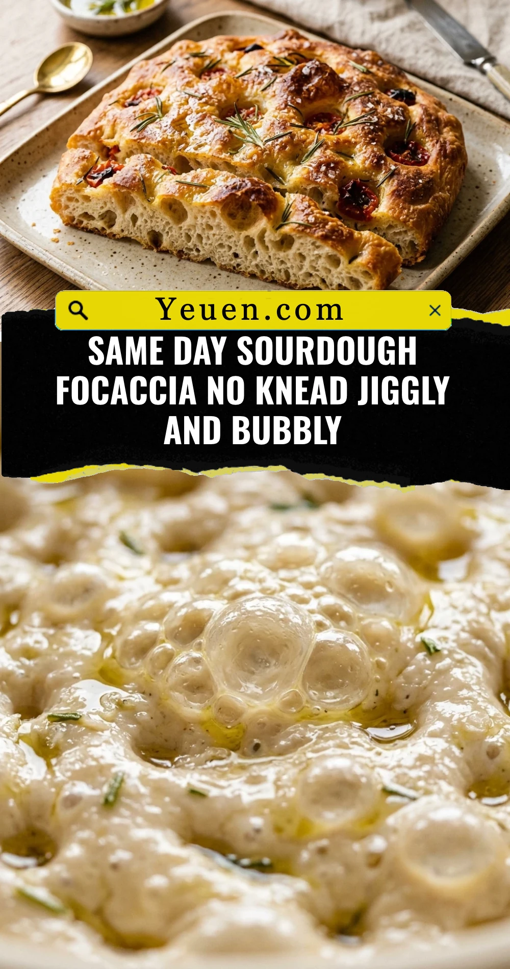 Same Day Sourdough Focaccia No Knead Jiggly And Bubbly