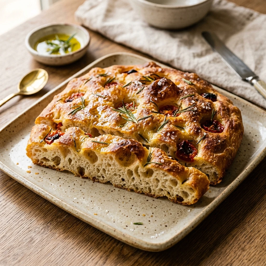 Same Day Sourdough Focaccia No Knead Jiggly And Bubbly