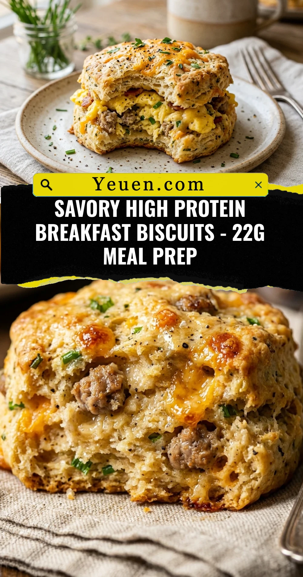 Savory High Protein Breakfast Biscuits - 22g Meal Prep