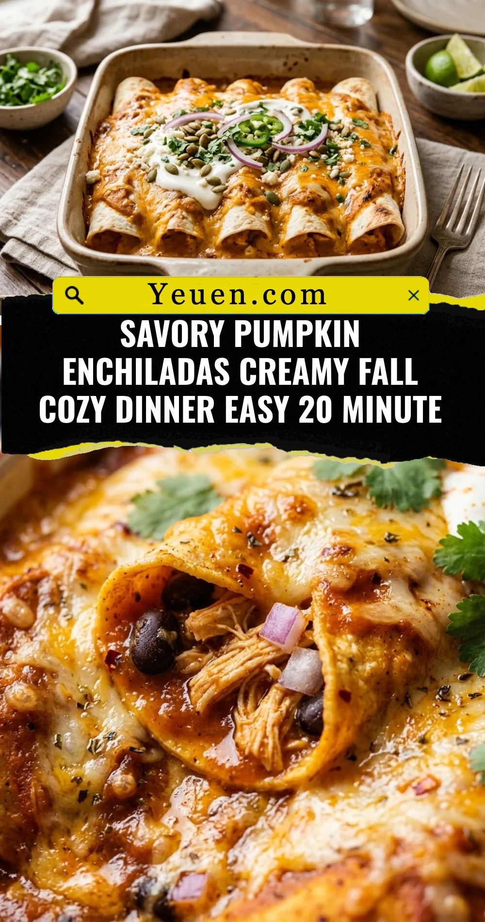 Savory Pumpkin Enchiladas Creamy Fall Cozy Dinner Easy 20 Minute