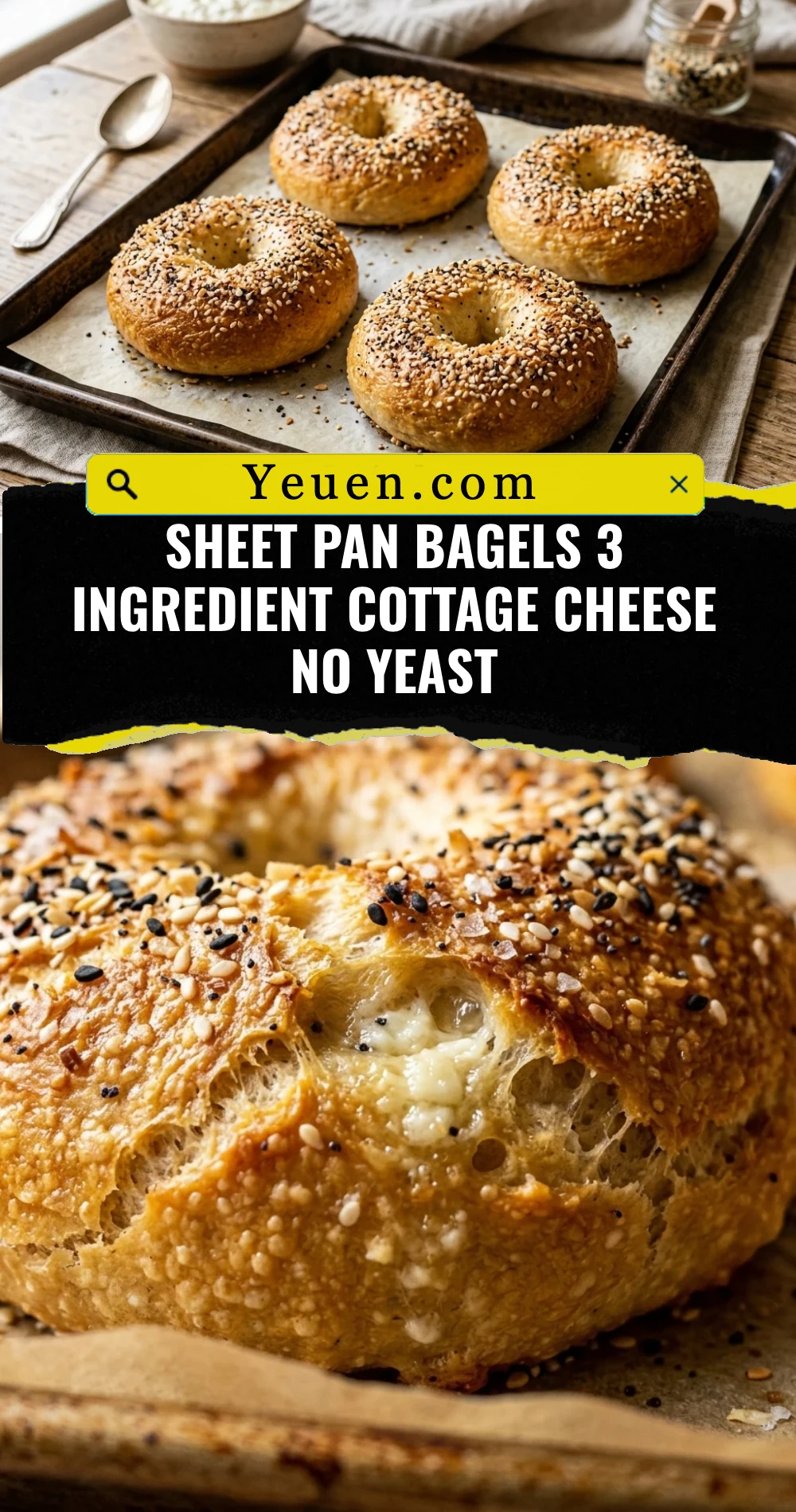 Sheet Pan Bagels 3 Ingredient Cottage Cheese No Yeast